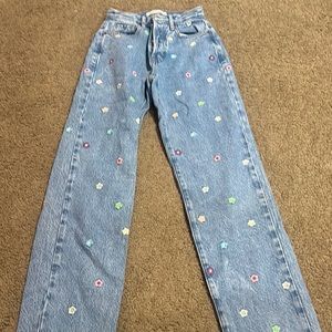 Pacsun jeans, Blue with flowers, Worn once